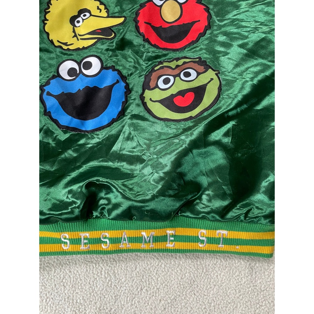 Headgear Classics Mens XL Varsity Jacket Green Sesame Street PBS Satin Bomber - Picture 13 of 16